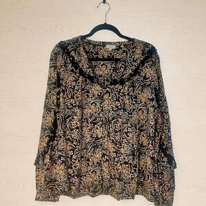 Fat Face Black Sudley Winter Garden Blouse size 16